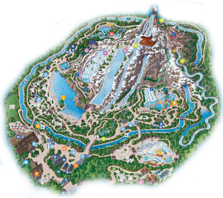 Map of Walt Disney World Blizzard Beach Water Park Attractions